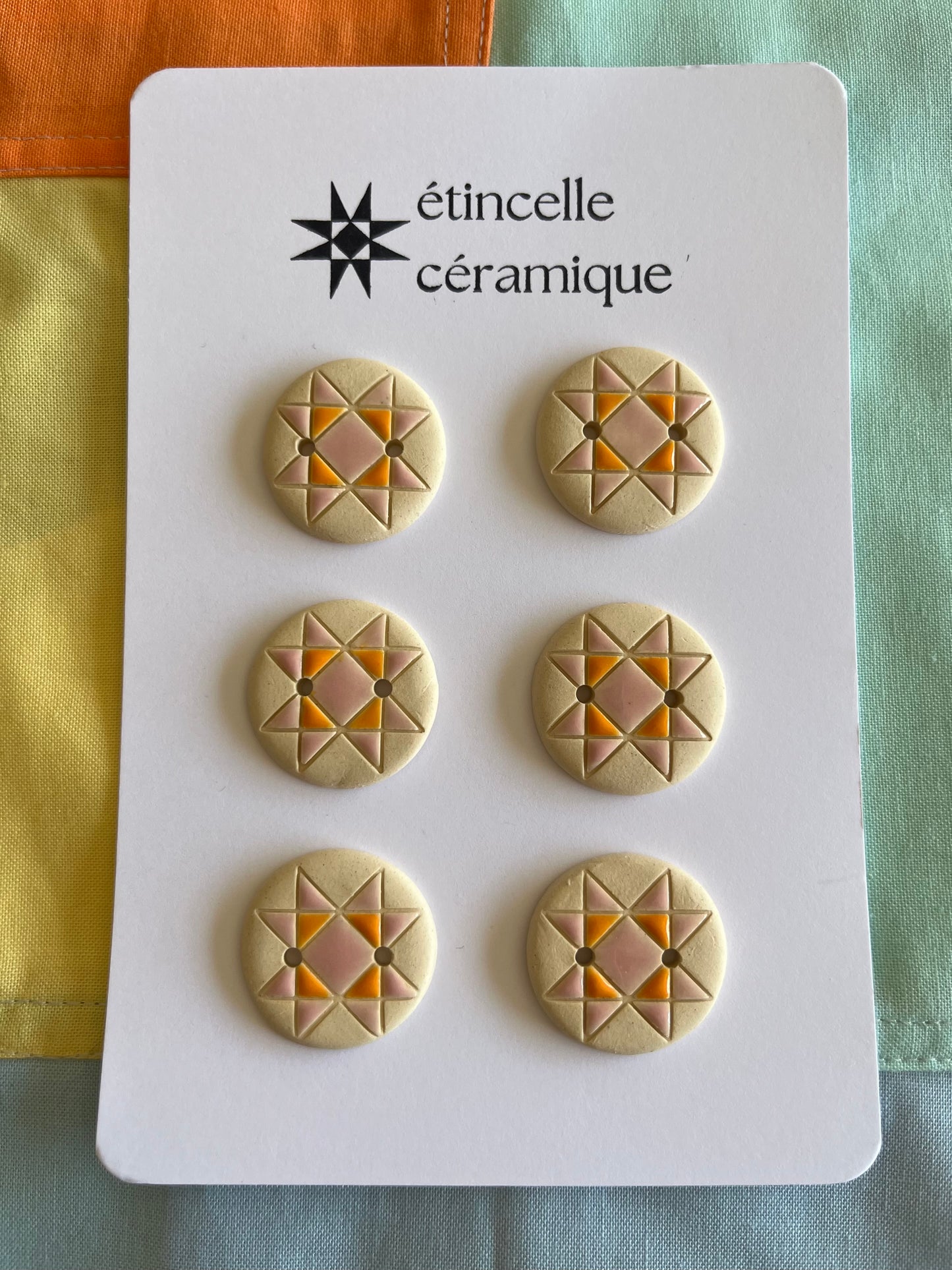 6 quilted buttons - 2.6cm