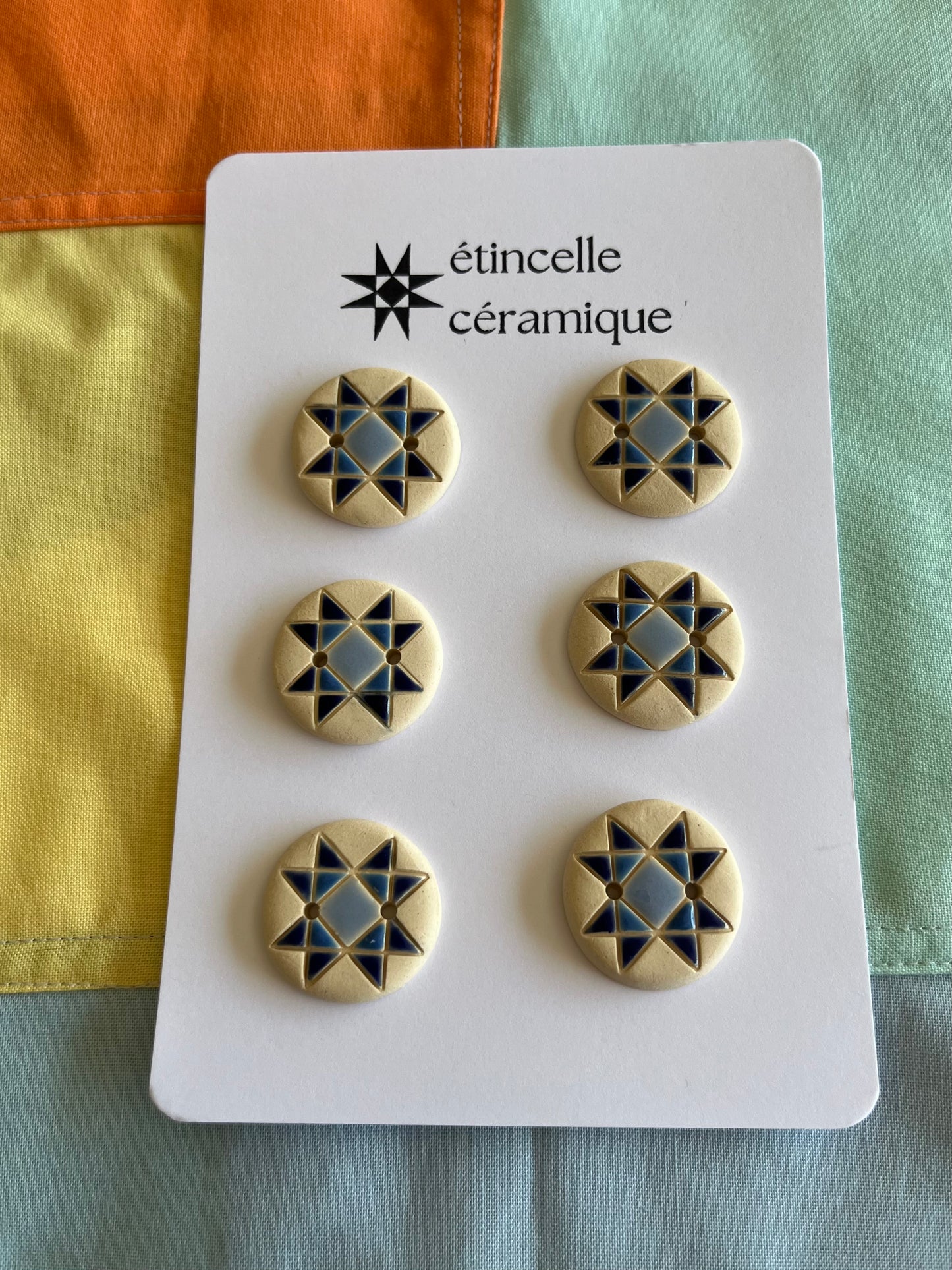 6 quilted buttons - 2.6cm