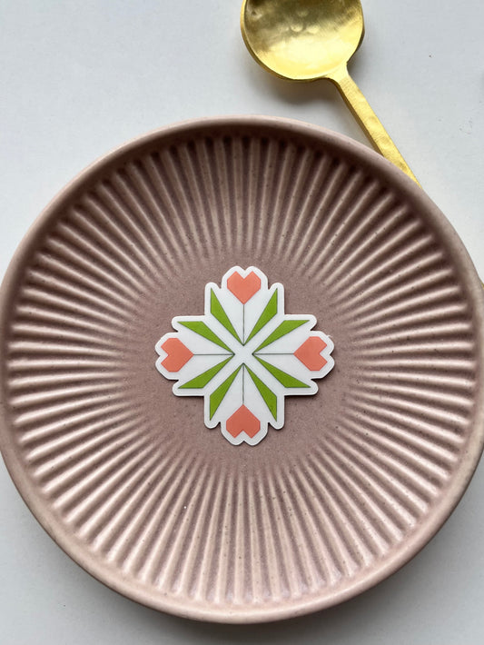 Heart is a flower sticker