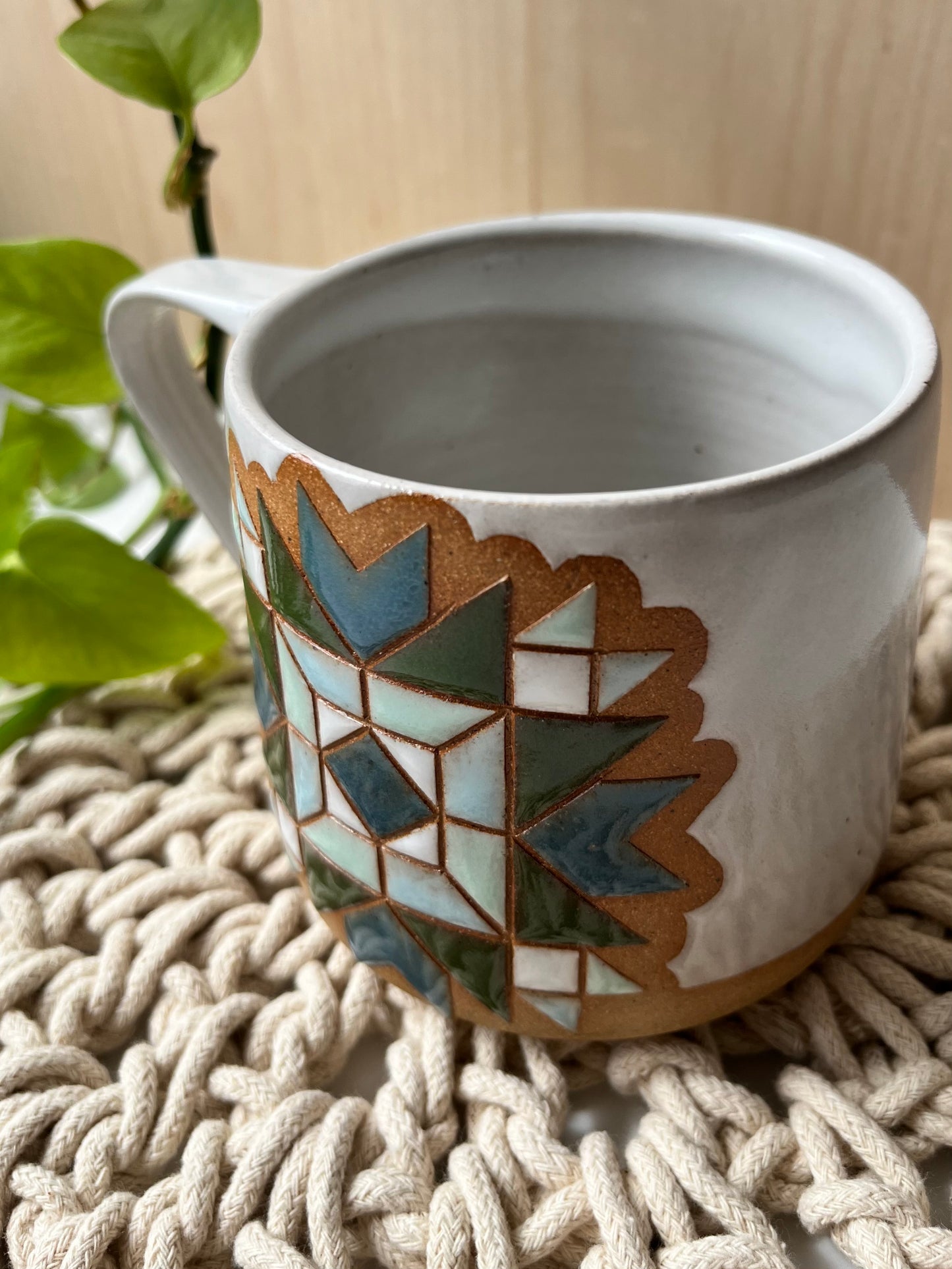 Tall Quilt Star Mug