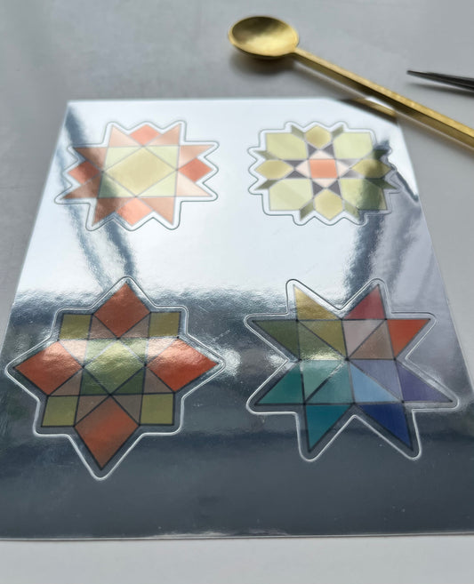 Shiny quilt blocks sticker sheet