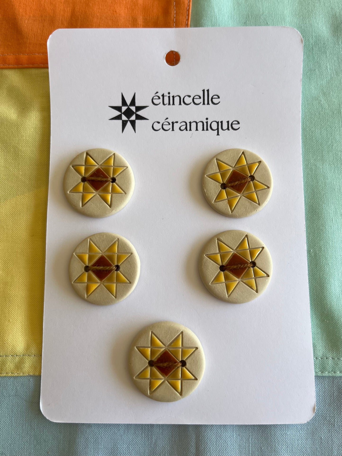 5 quilted buttons - 2.8cm