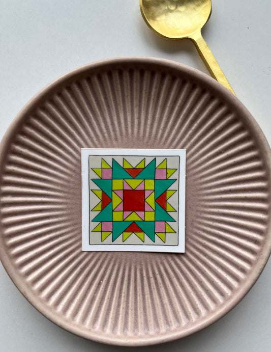 Bright quilt block sticker