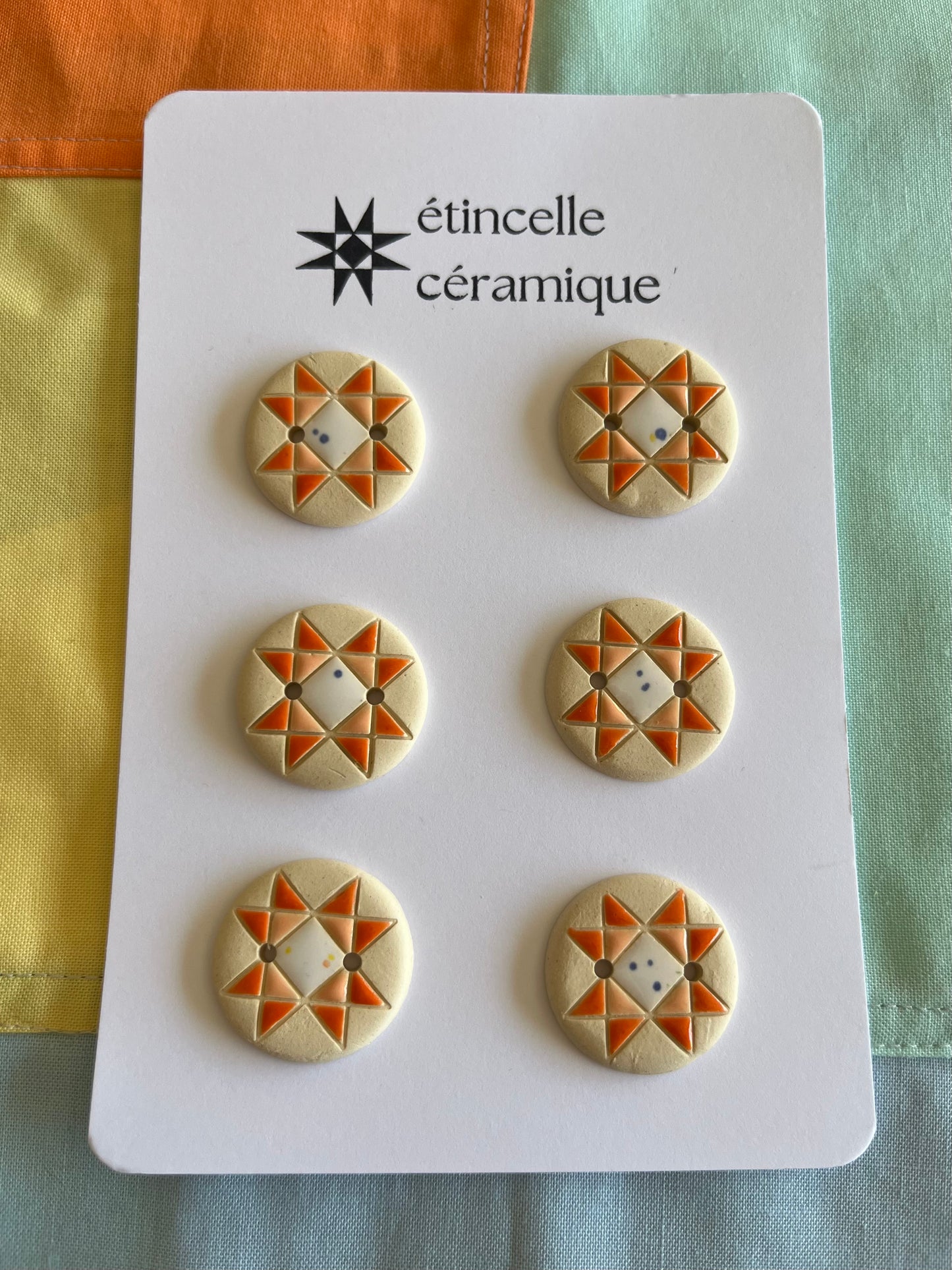 6 quilted buttons - 2.6cm