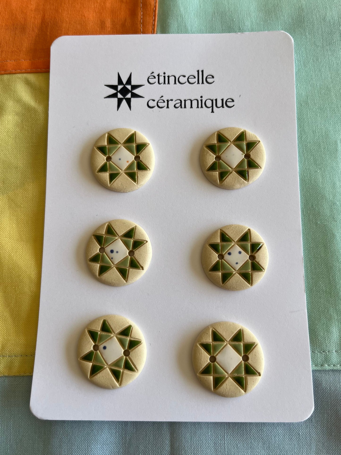 6 quilted buttons - 2.6cm