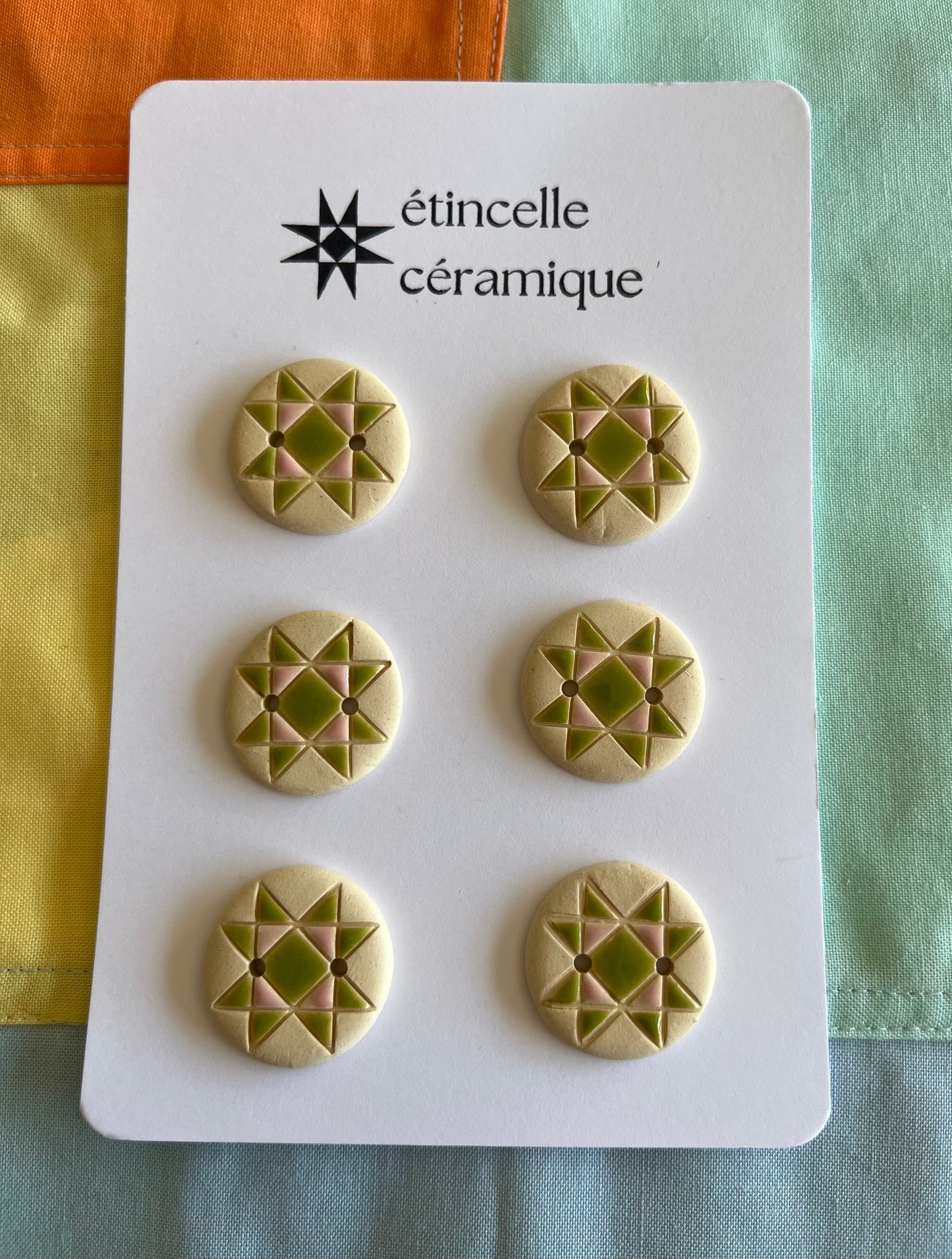 6 quilted buttons - 2.6cm