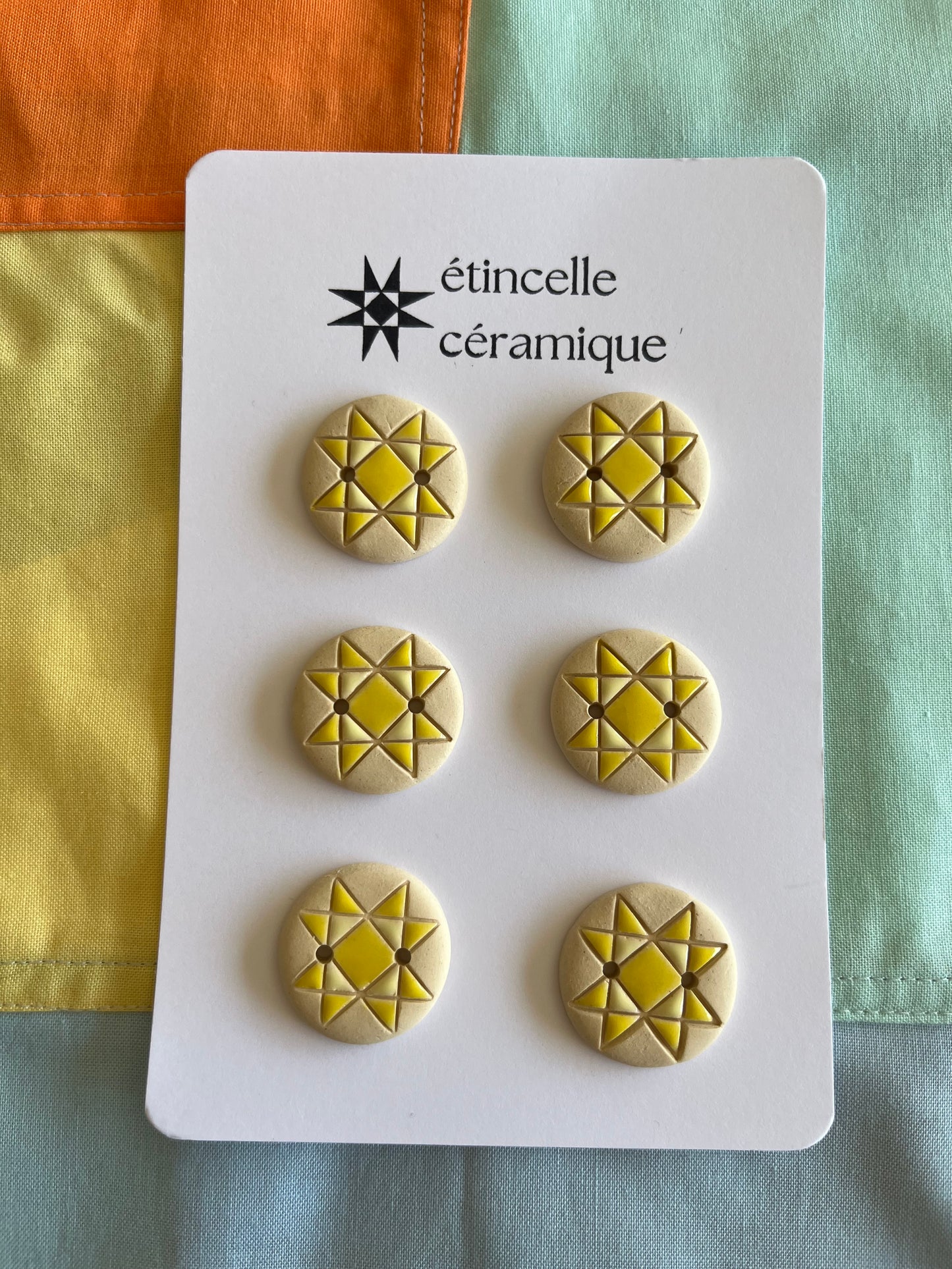6 quilted buttons - 2.6cm