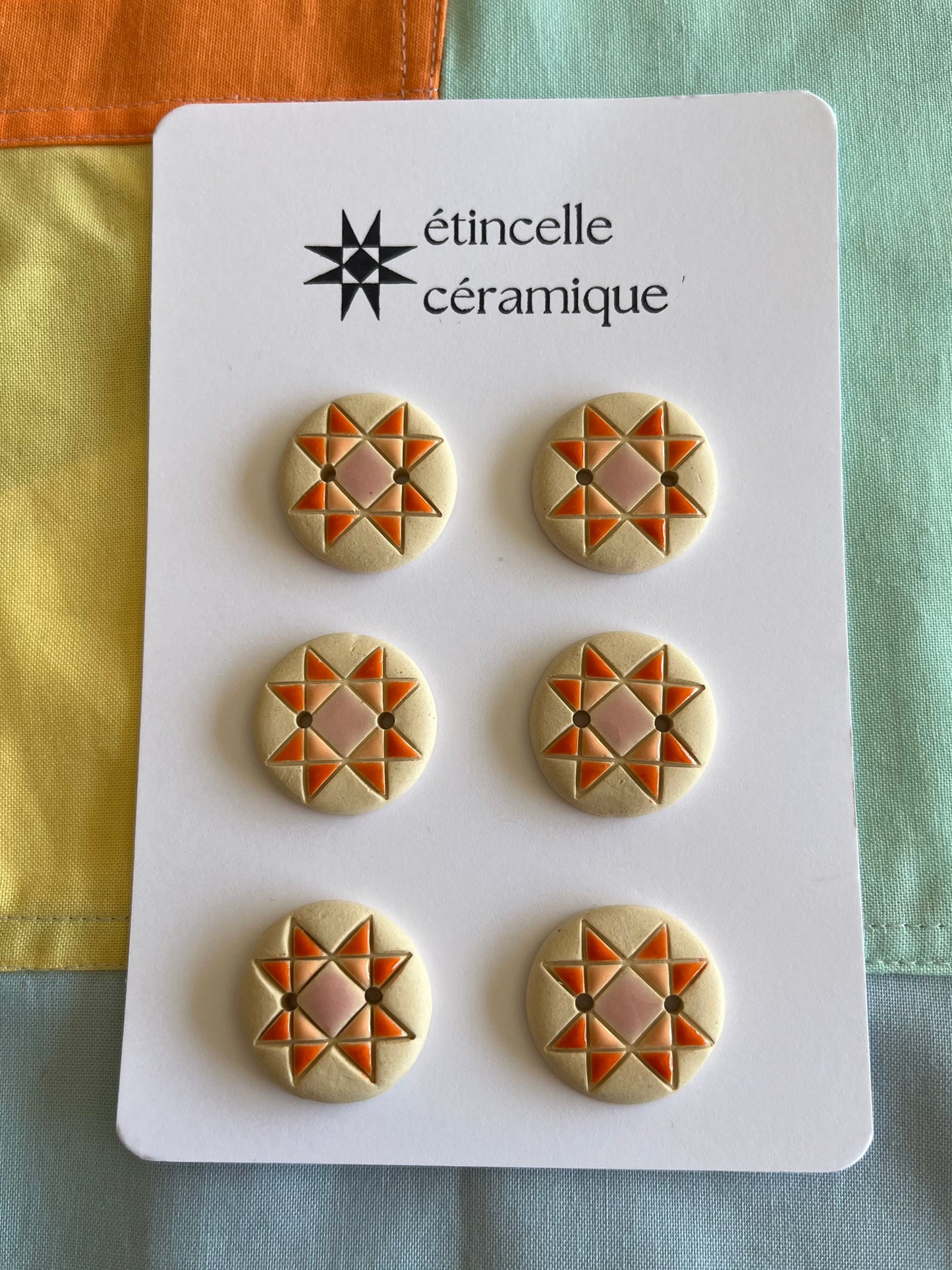 6 quilted buttons - 2.6cm