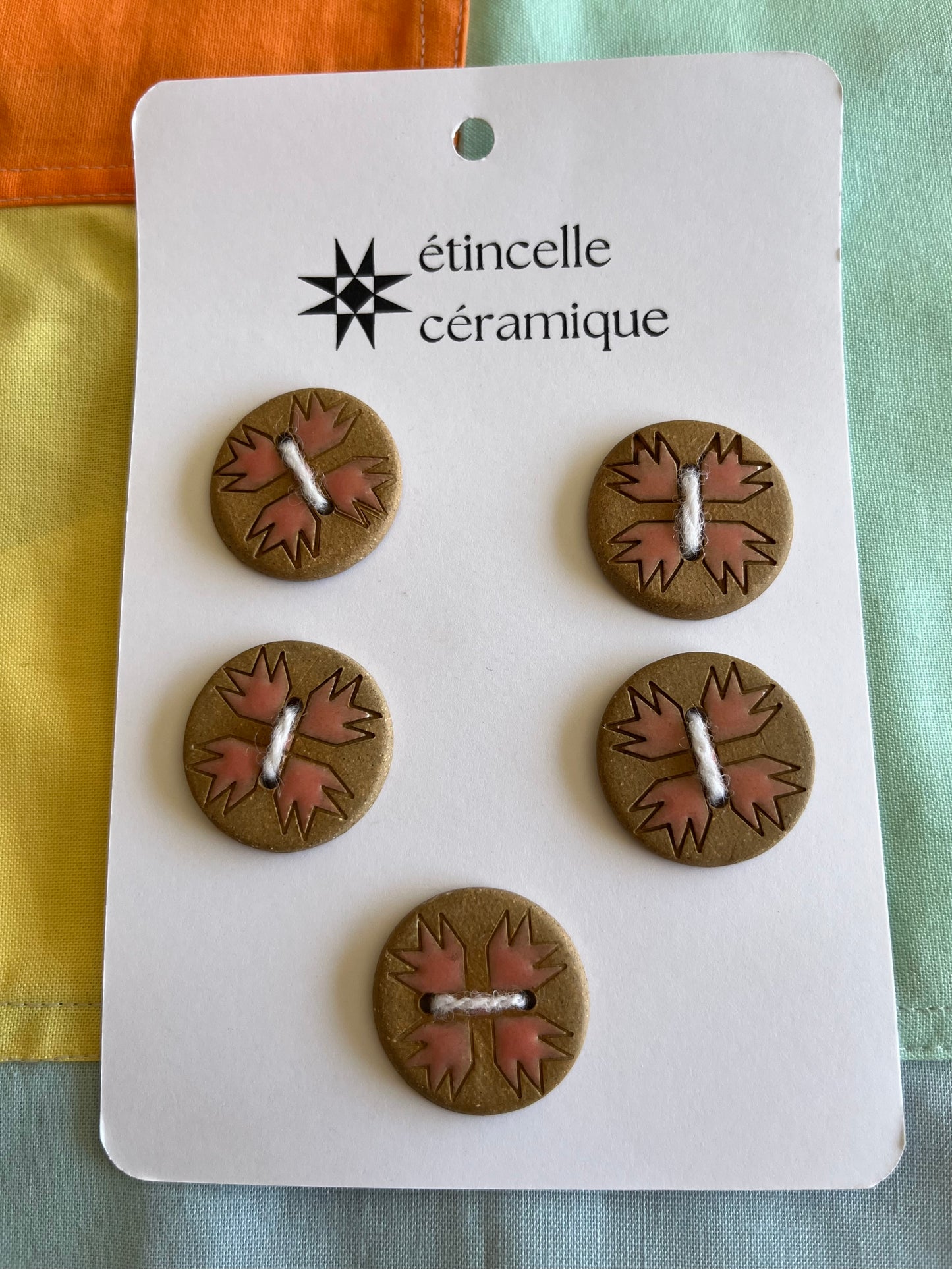5 quilted buttons - 2.8cm