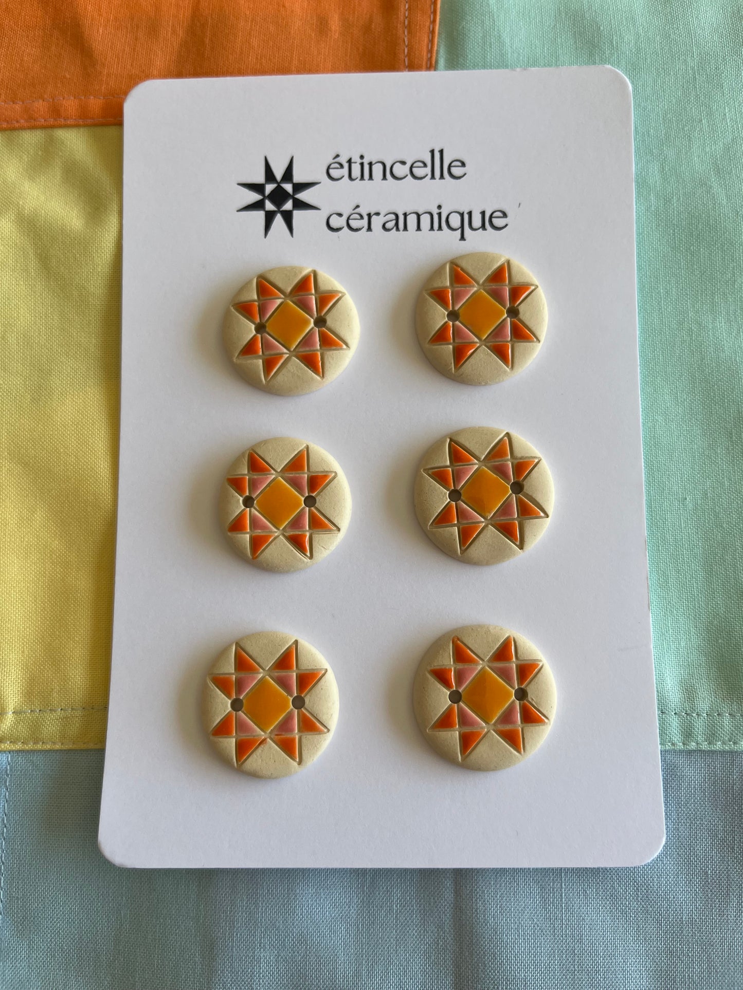 6 quilted buttons - 2.6cm