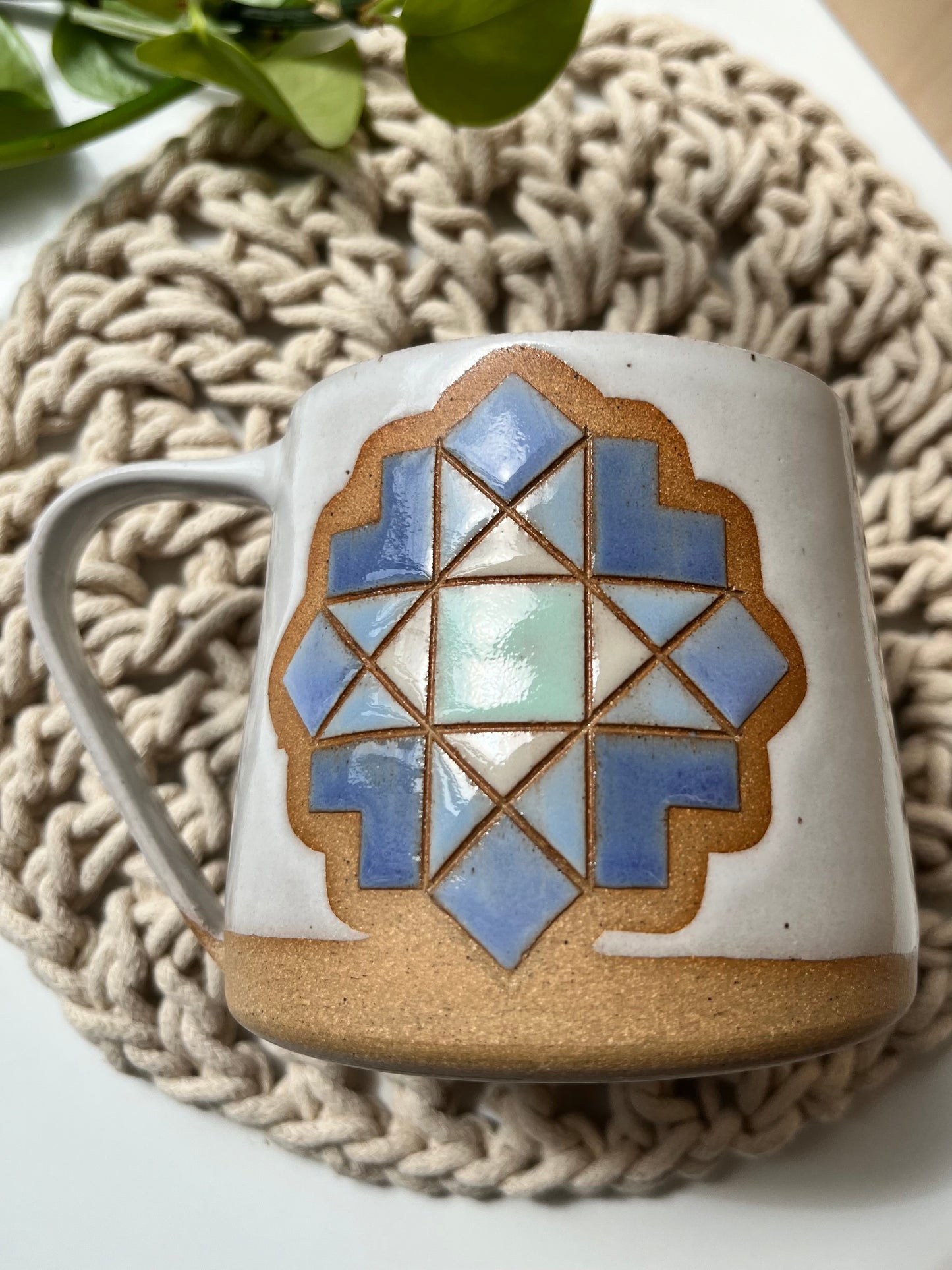 Tall Quilt Star Mug