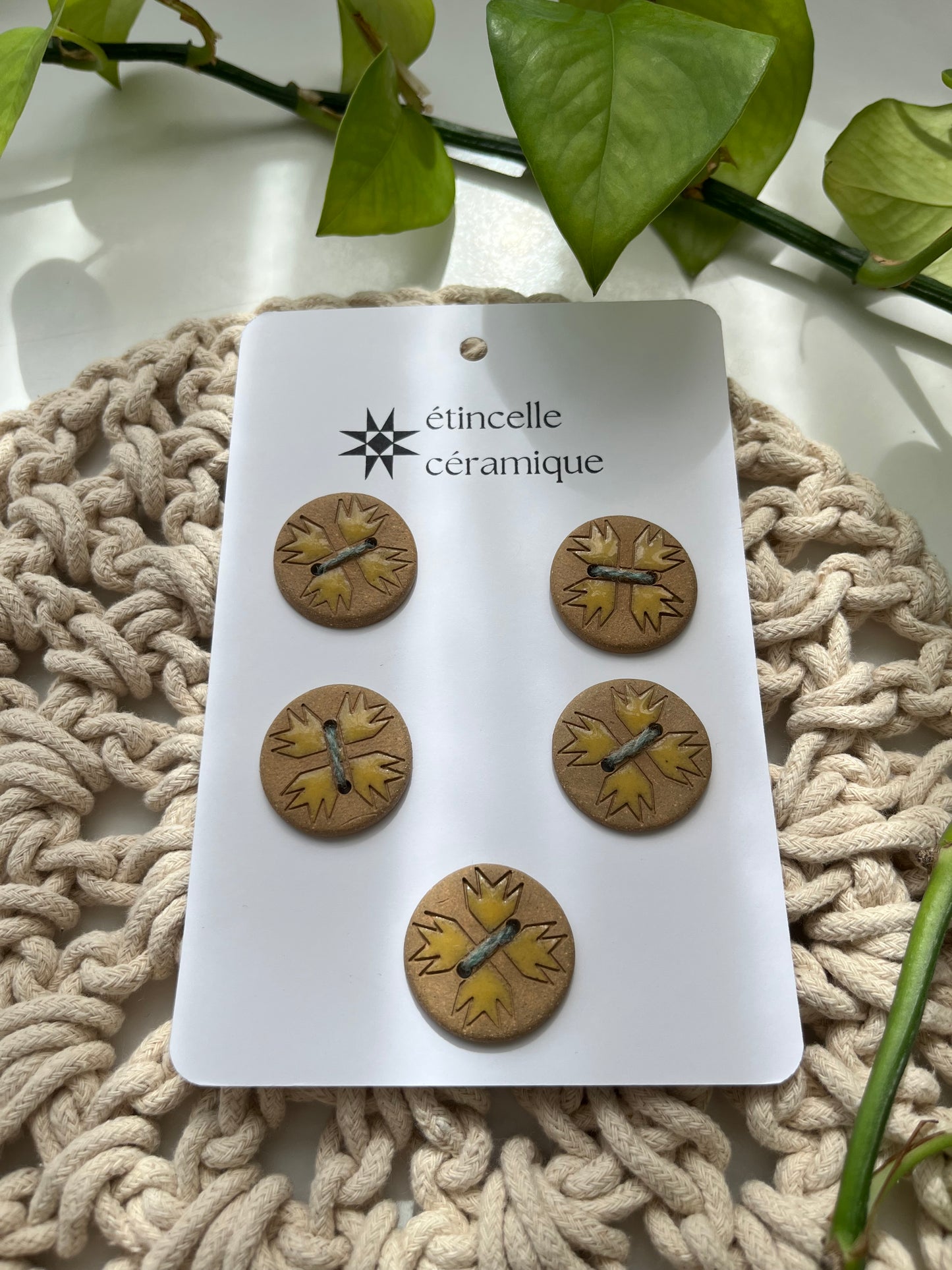 5 quilted buttons - 2.8cm