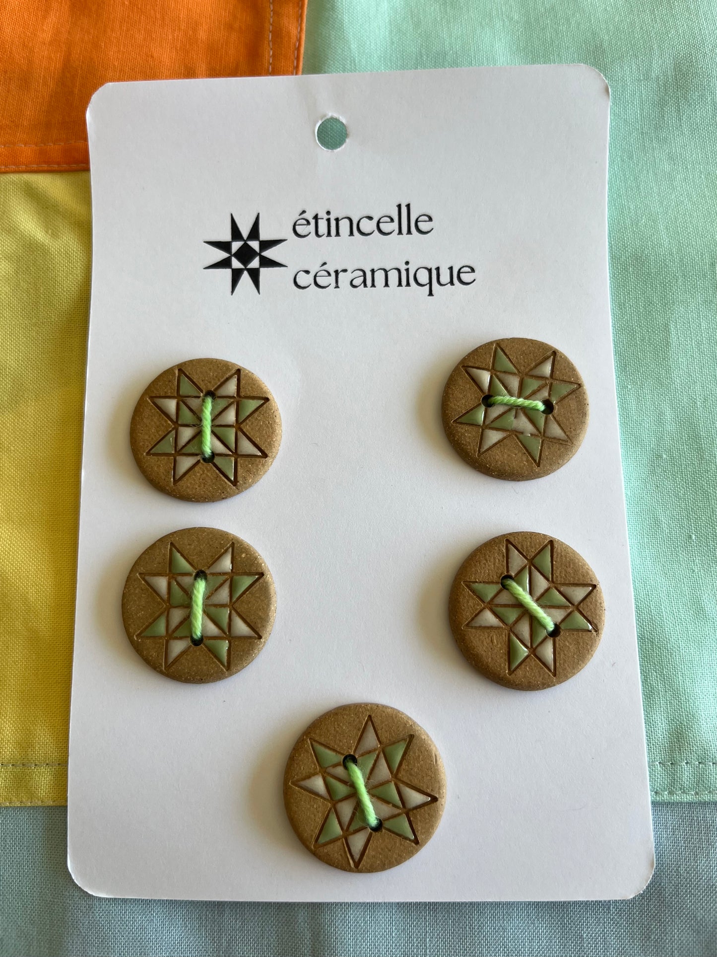5 quilted buttons - 2.8cm