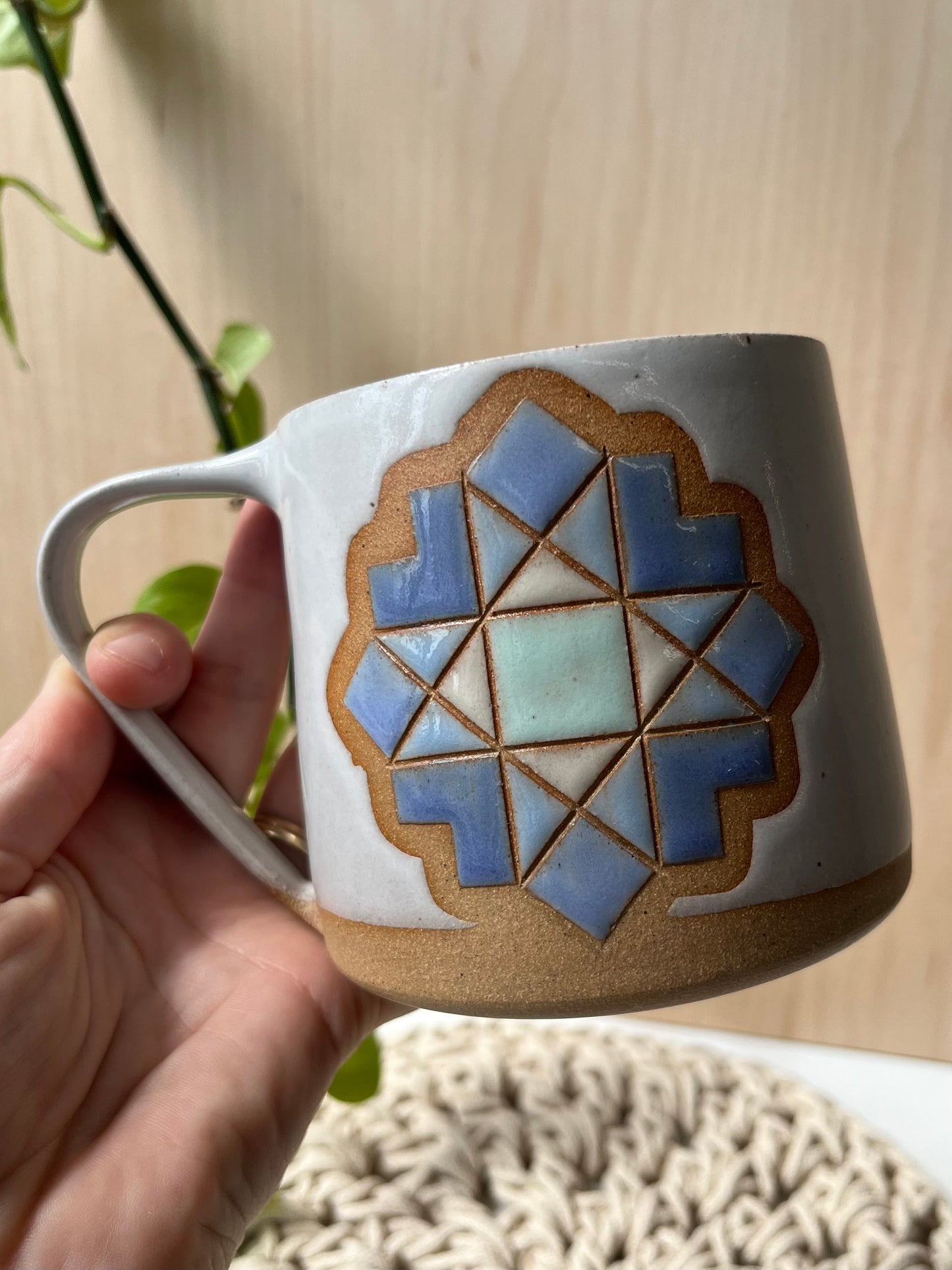 Tall Quilt Star Mug
