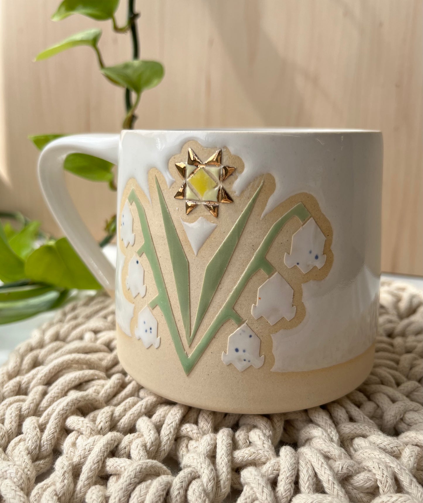 Tall Quilt Flower Mug