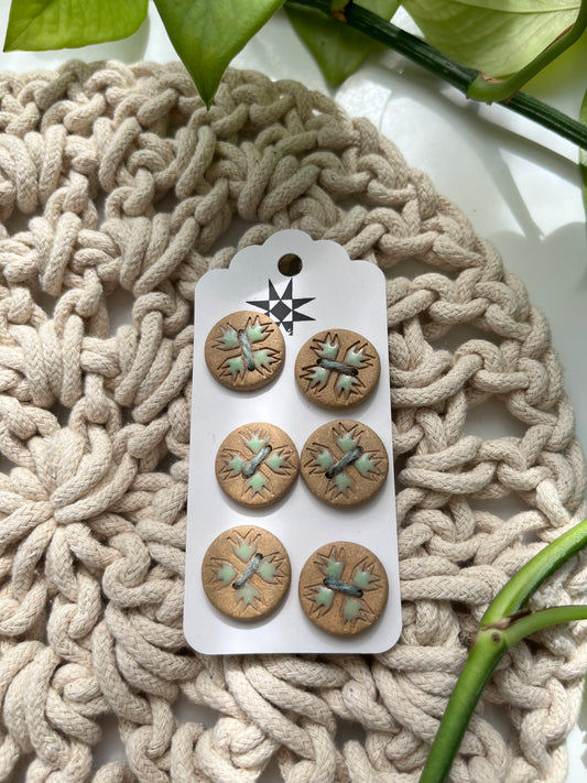 6 quilted buttons - 1.8cm