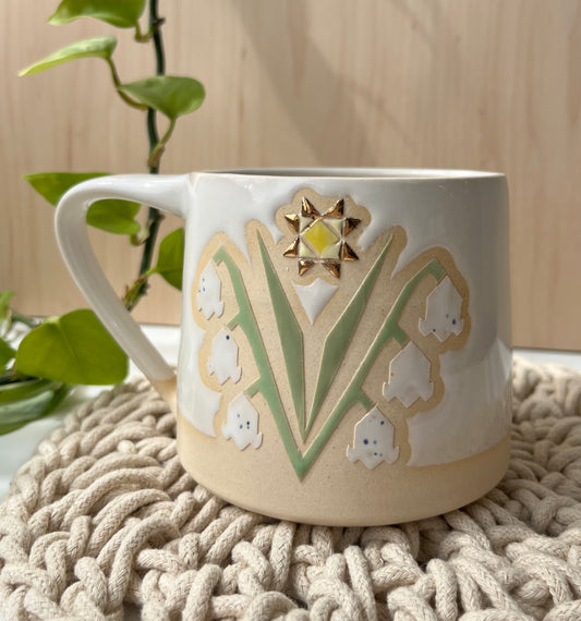 Tall Quilt Flower Mug