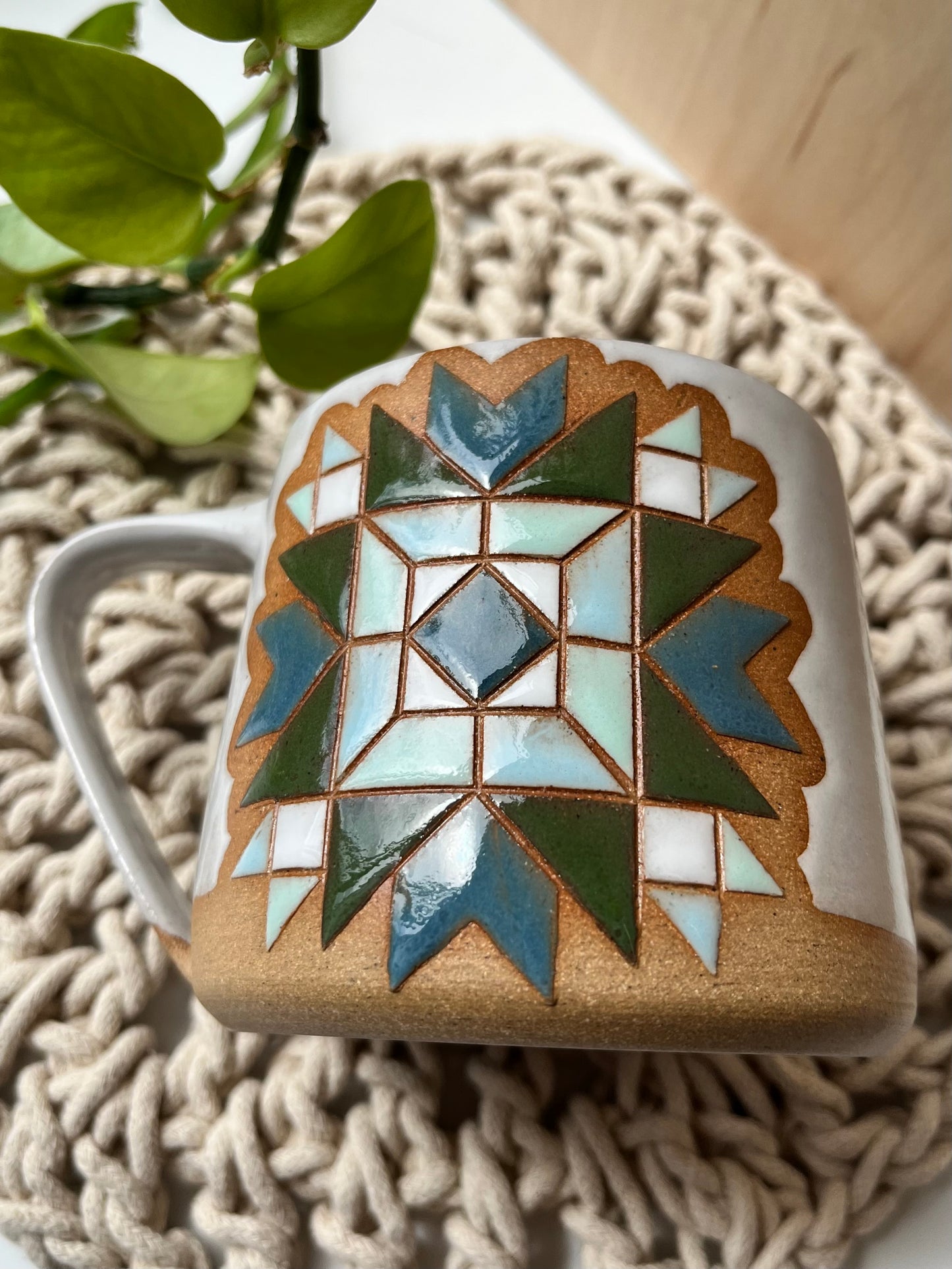 Tall Quilt Star Mug