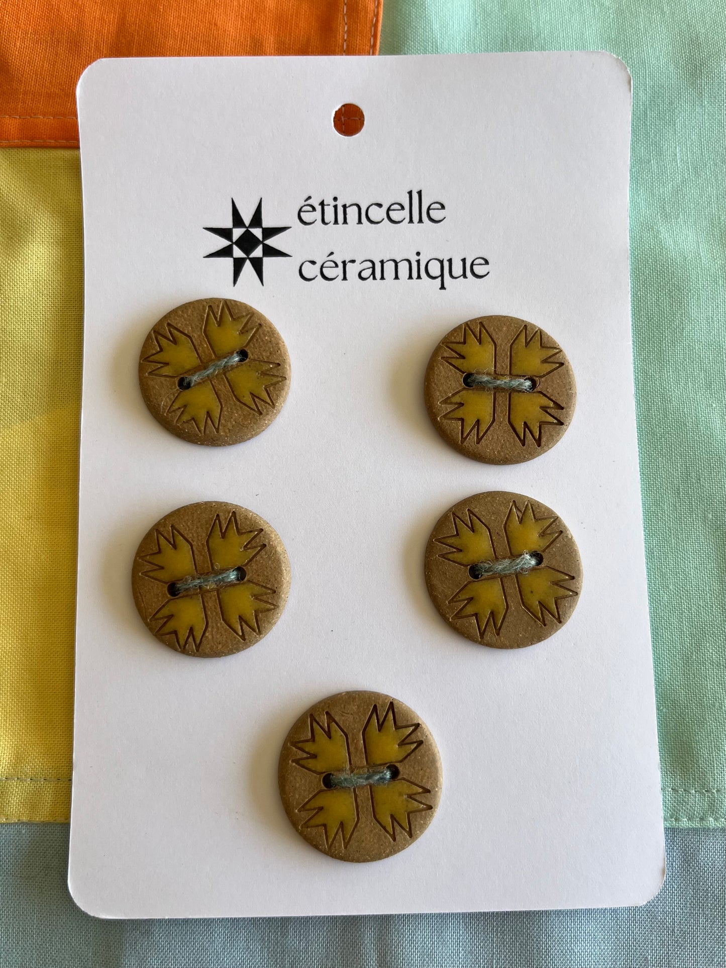 5 quilted buttons - 2.8cm