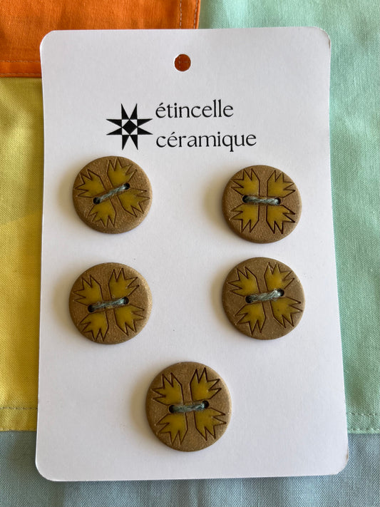 5 quilted buttons - 2.8cm