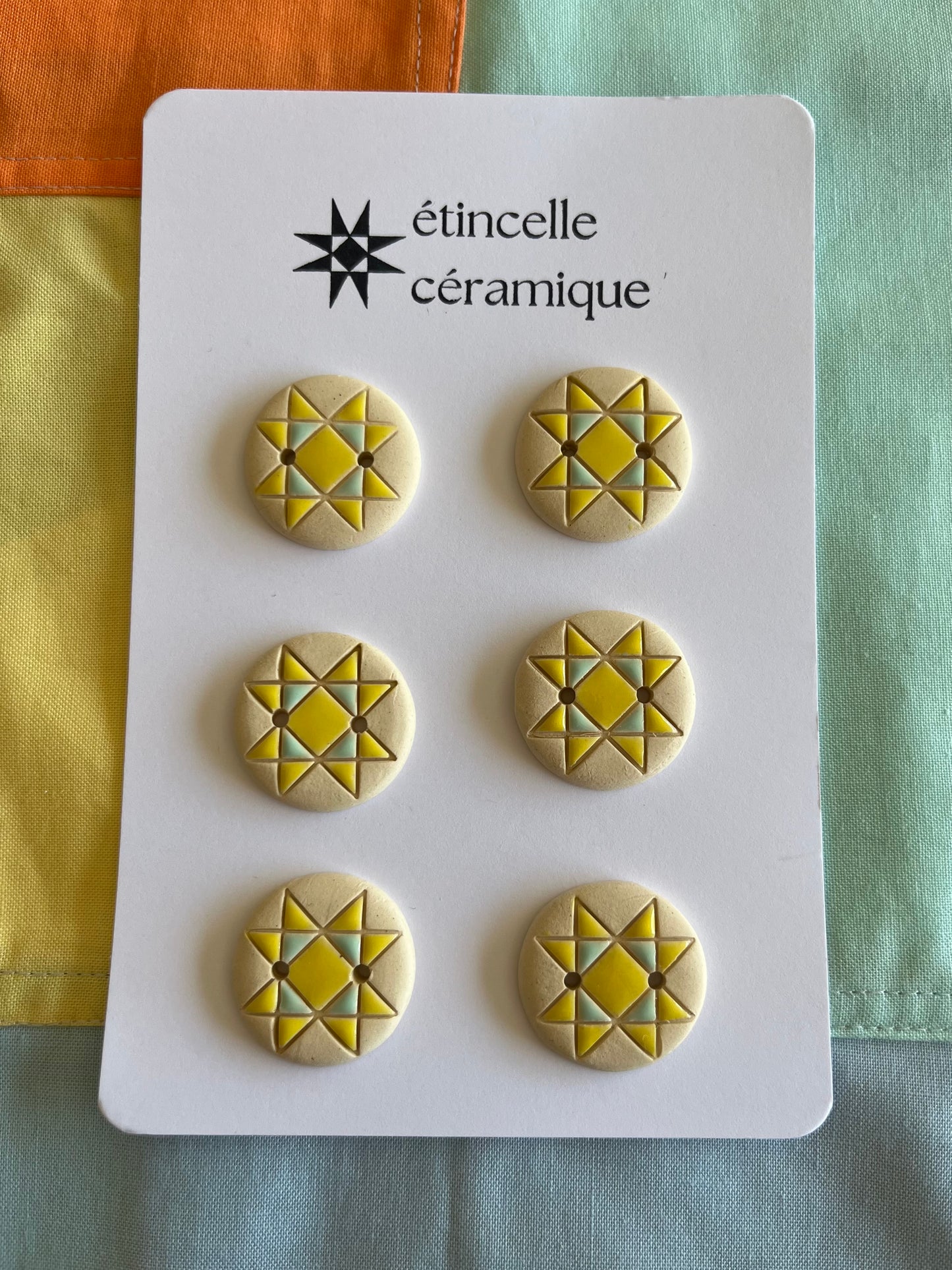 6 quilted buttons - 2.6cm