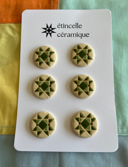 6 quilted buttons - 2.6cm