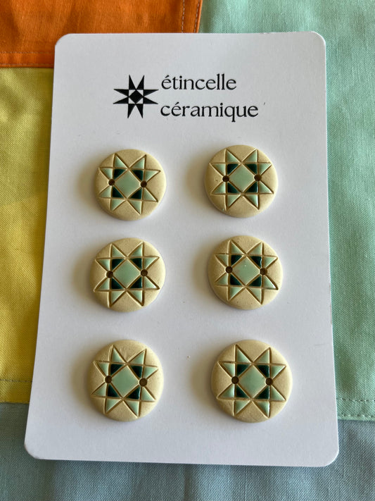 6 quilted buttons - 2.6cm