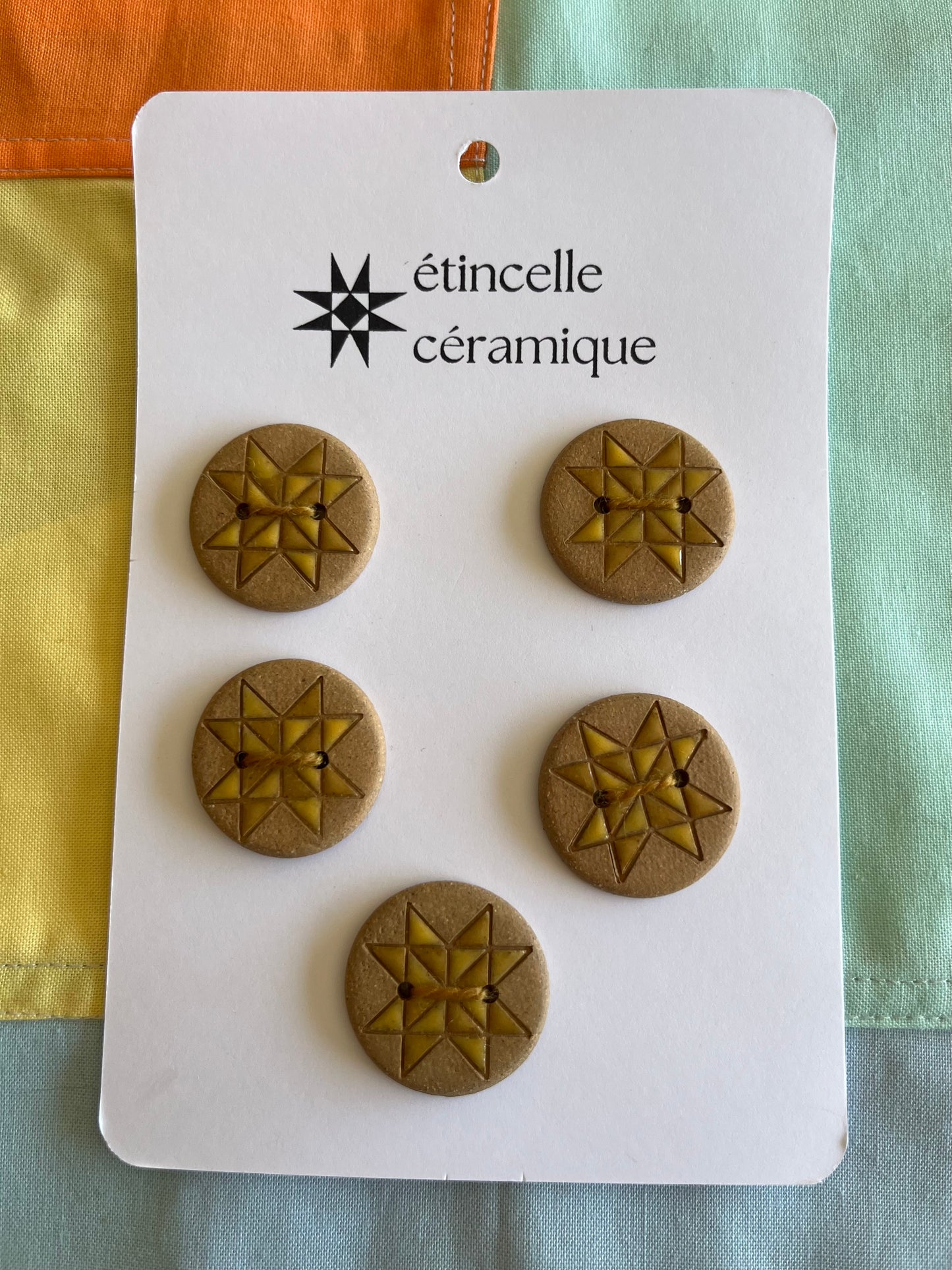 5 quilted buttons - 2.8cm