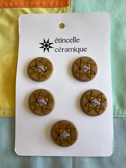 5 quilted buttons - 2.8cm
