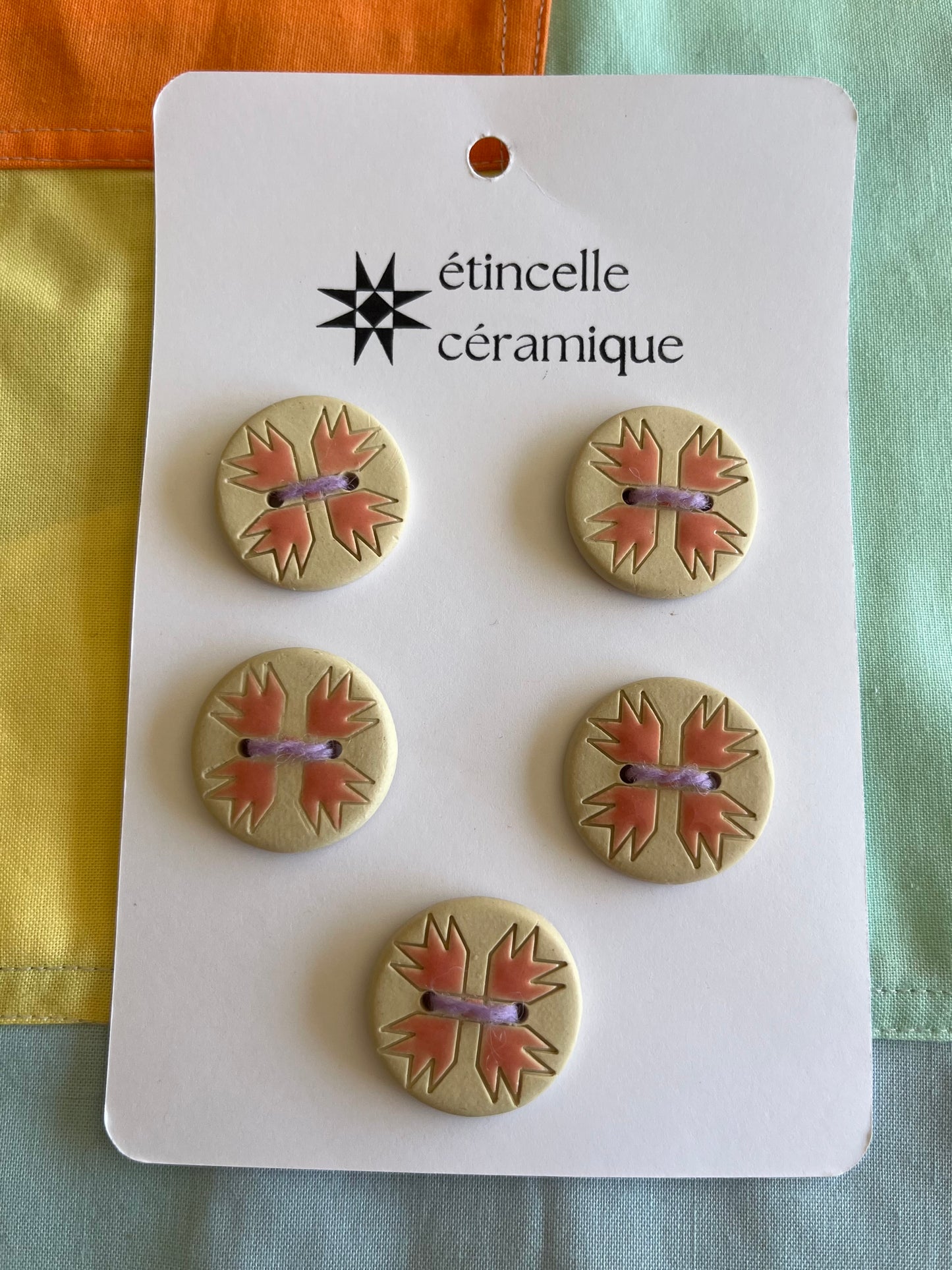 5 quilted buttons - 2.8cm