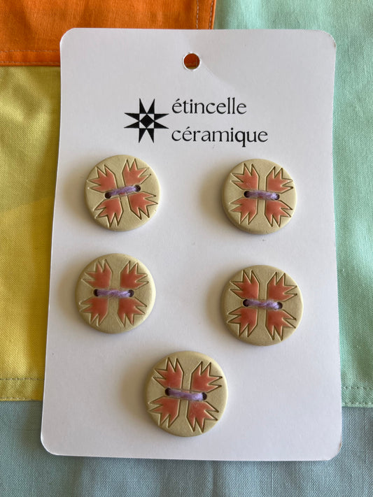 5 quilted buttons - 2.8cm