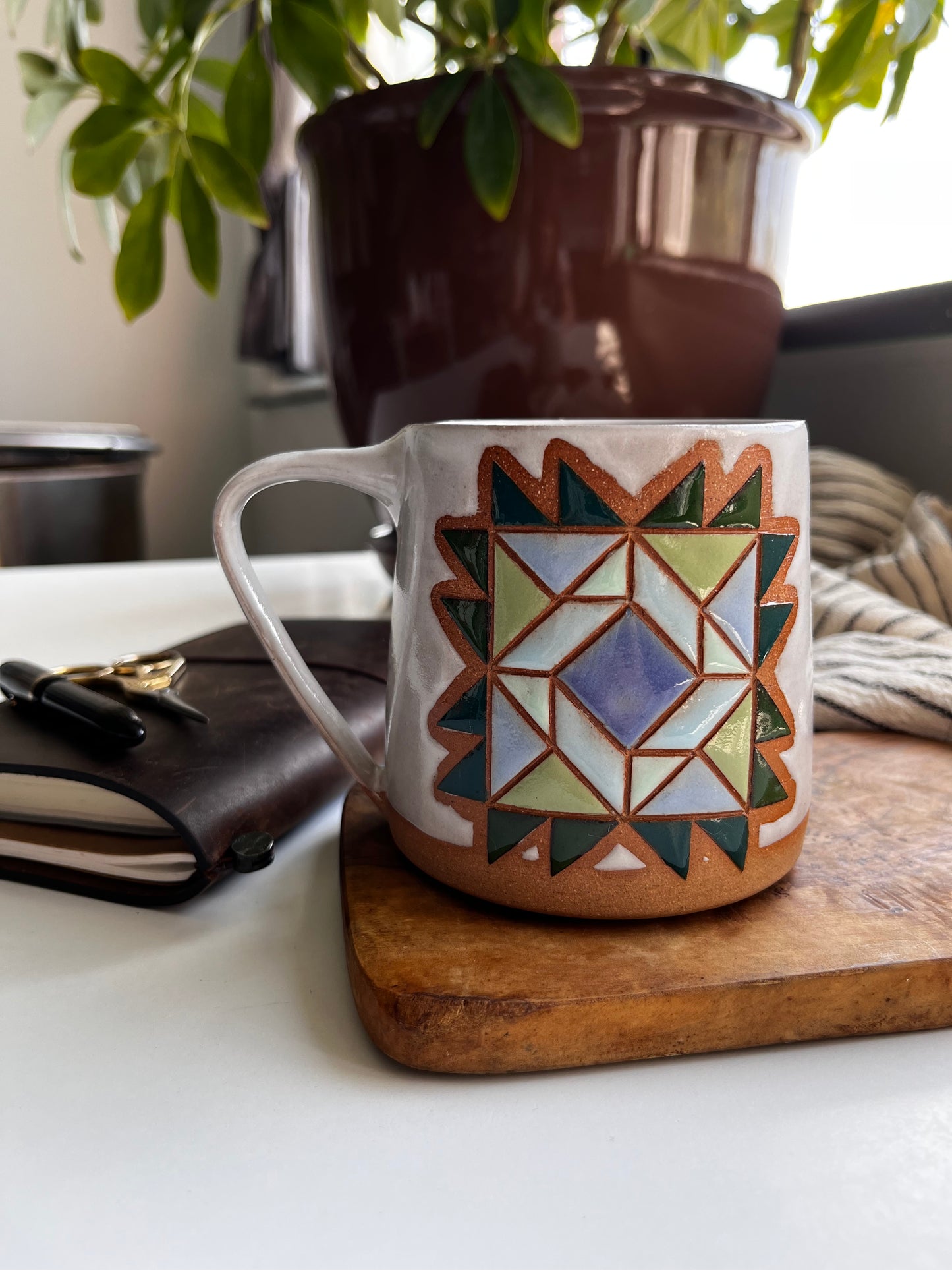 Tall quilt mug