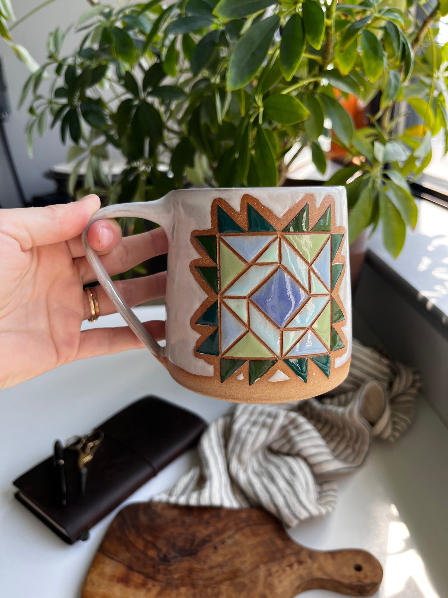 Tall quilt mug