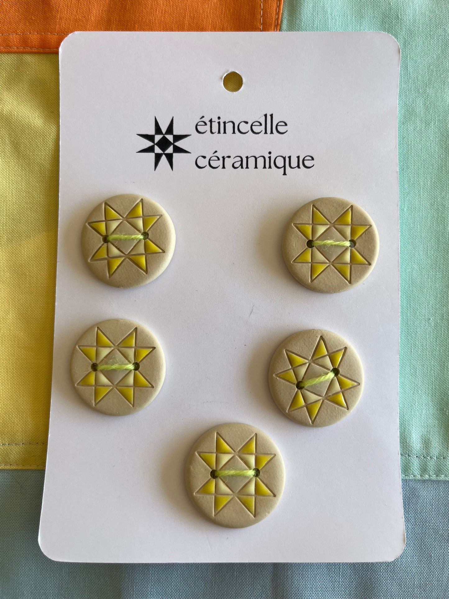 5 quilted buttons - 2.8cm