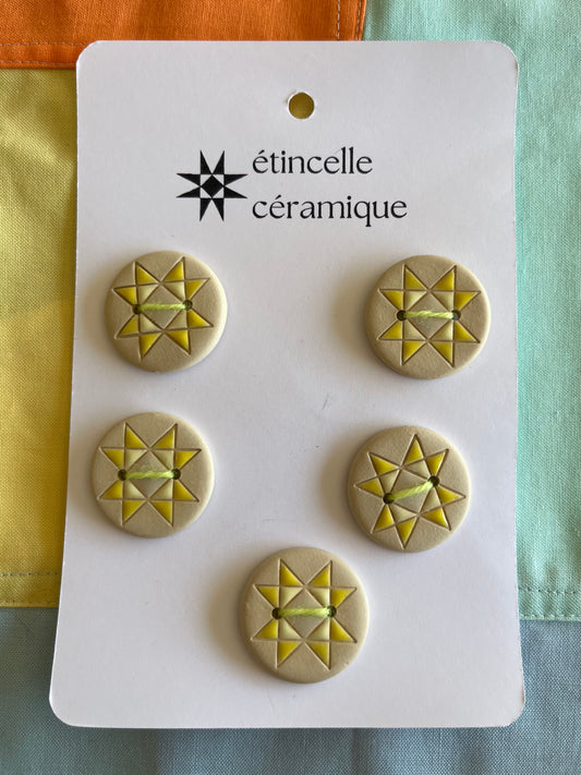 5 quilted buttons - 2.8cm