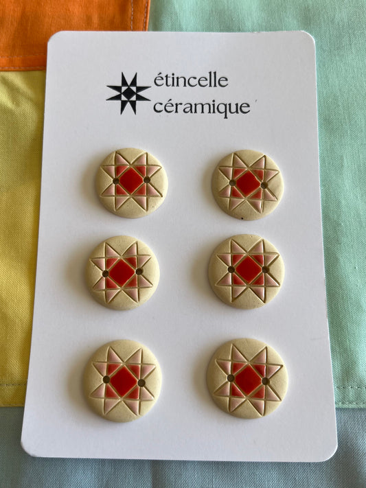 6 quilted buttons - 2.6cm