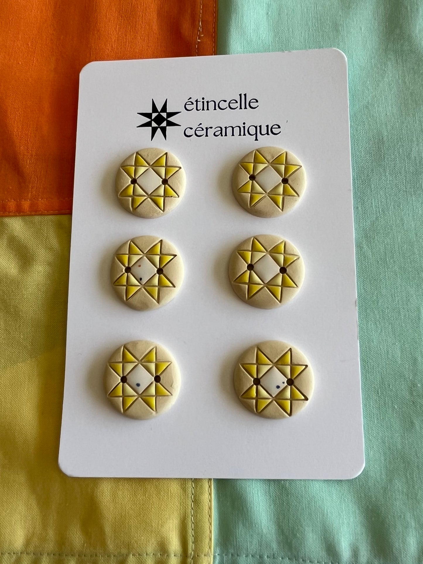 6 quilted buttons - 2.6cm