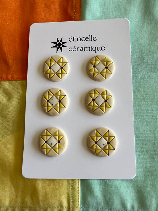 6 quilted buttons - 2.6cm