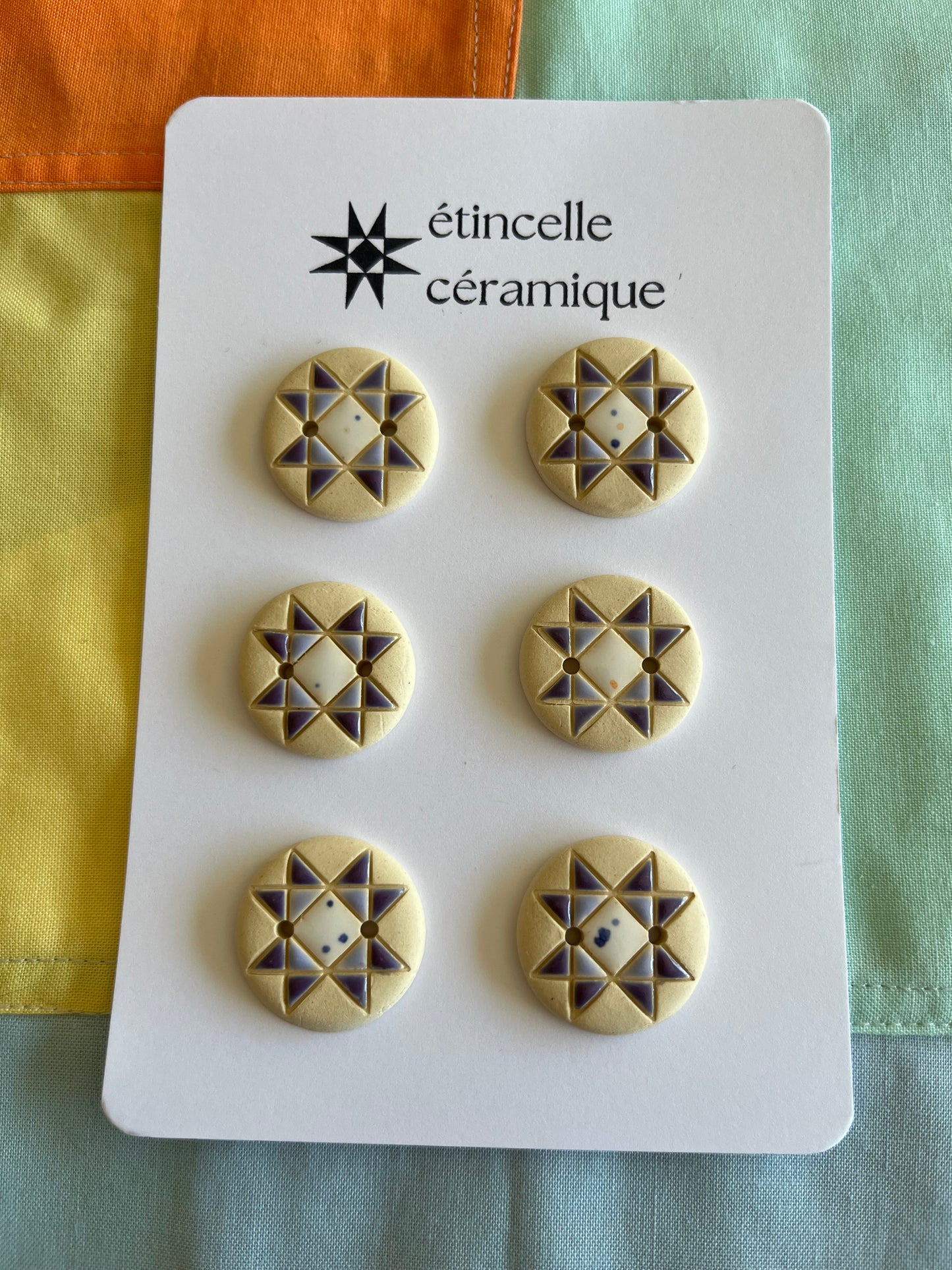 6 quilted buttons - 2.6cm