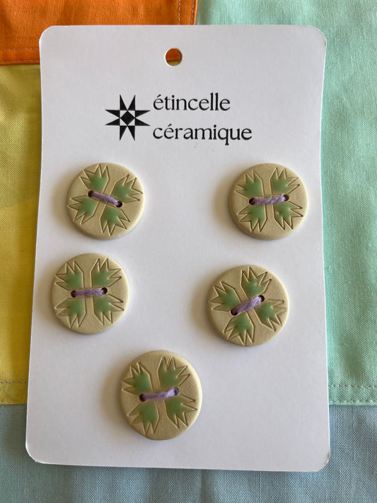 5 quilted buttons - 2.8cm