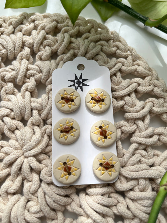 6 quilted buttons - 1.8cm