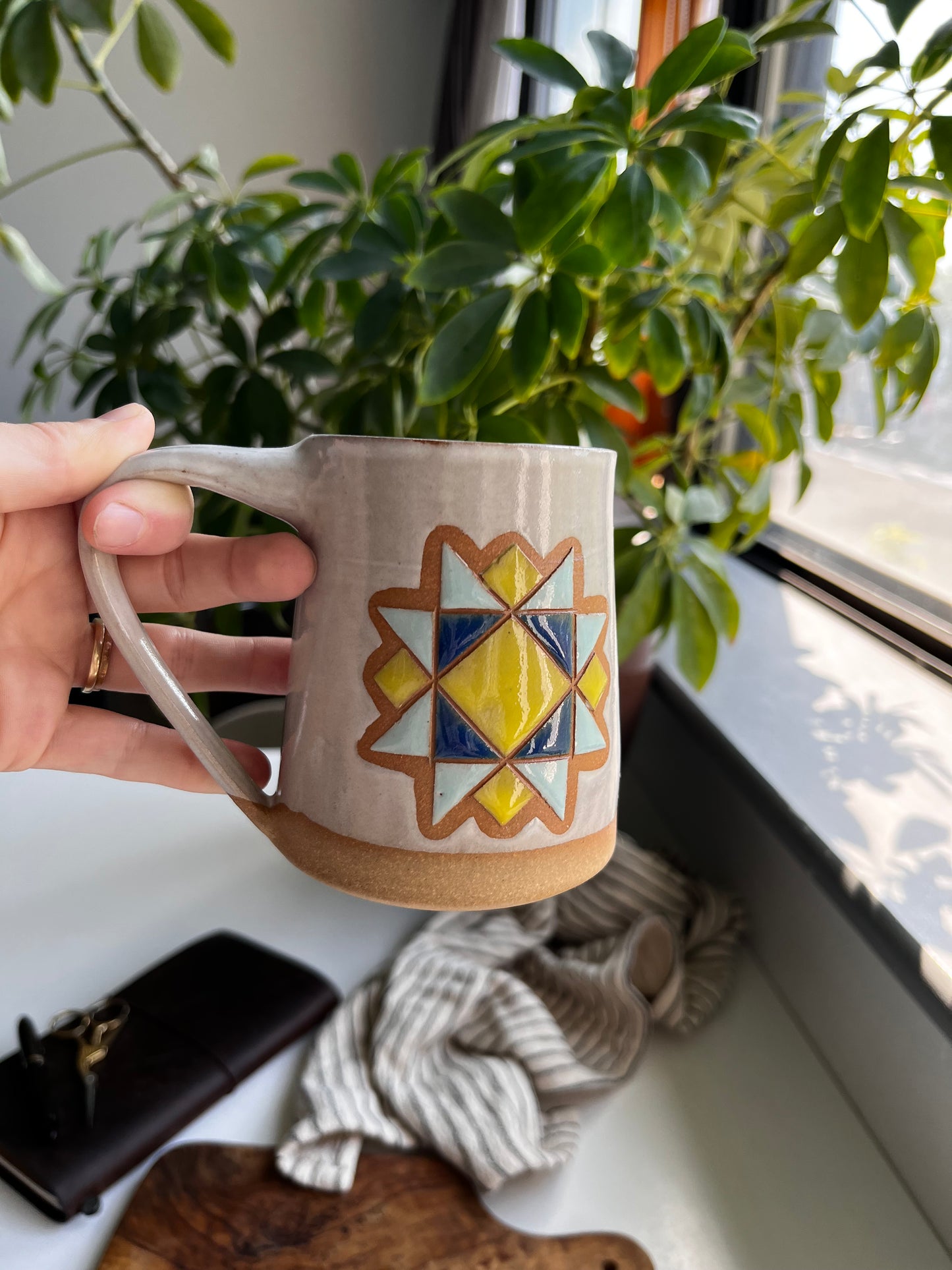 Tall quilt mug