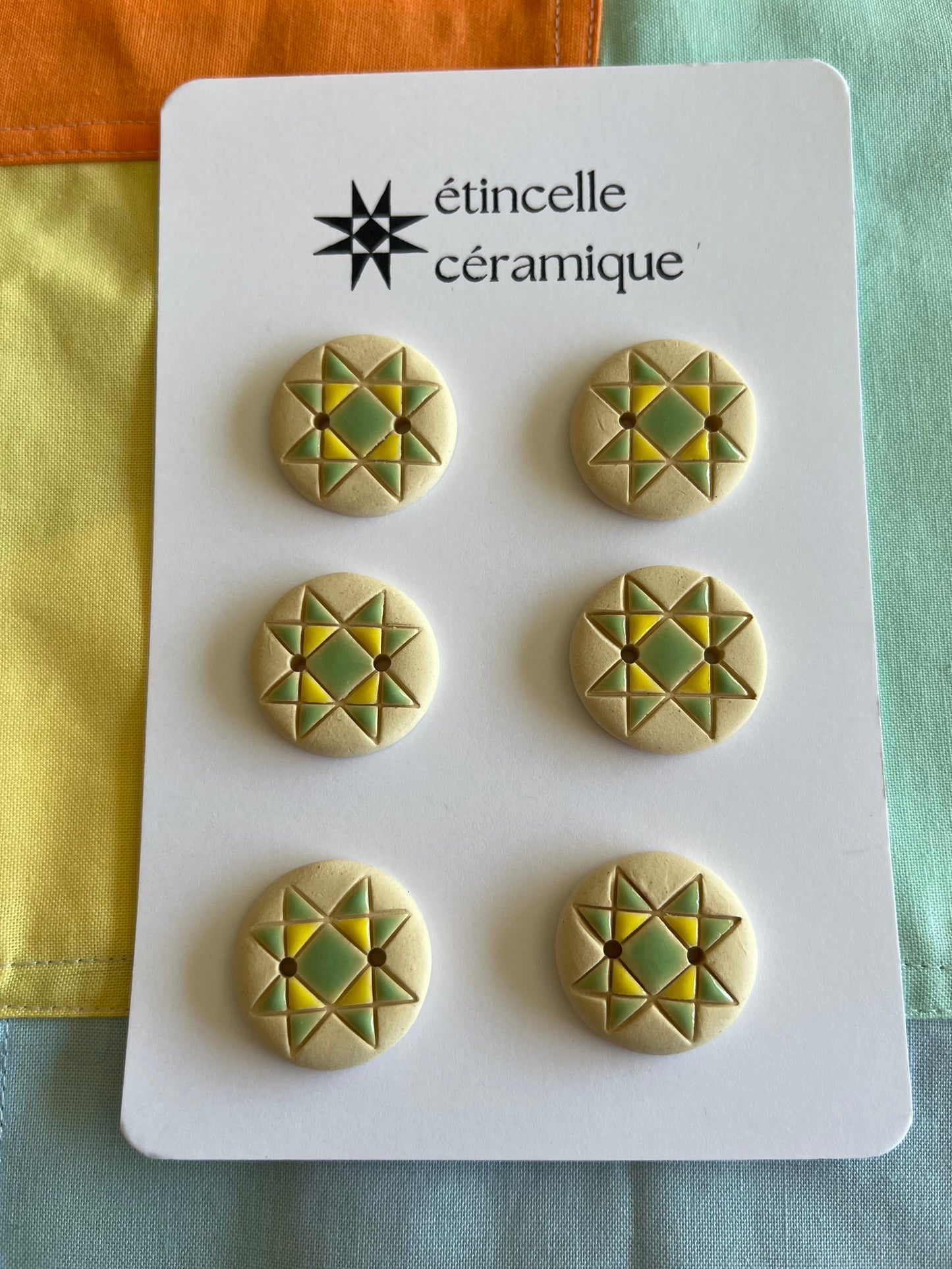 6 quilted buttons - 2.6cm