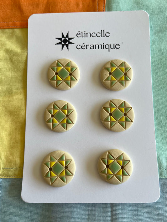 6 quilted buttons - 2.6cm