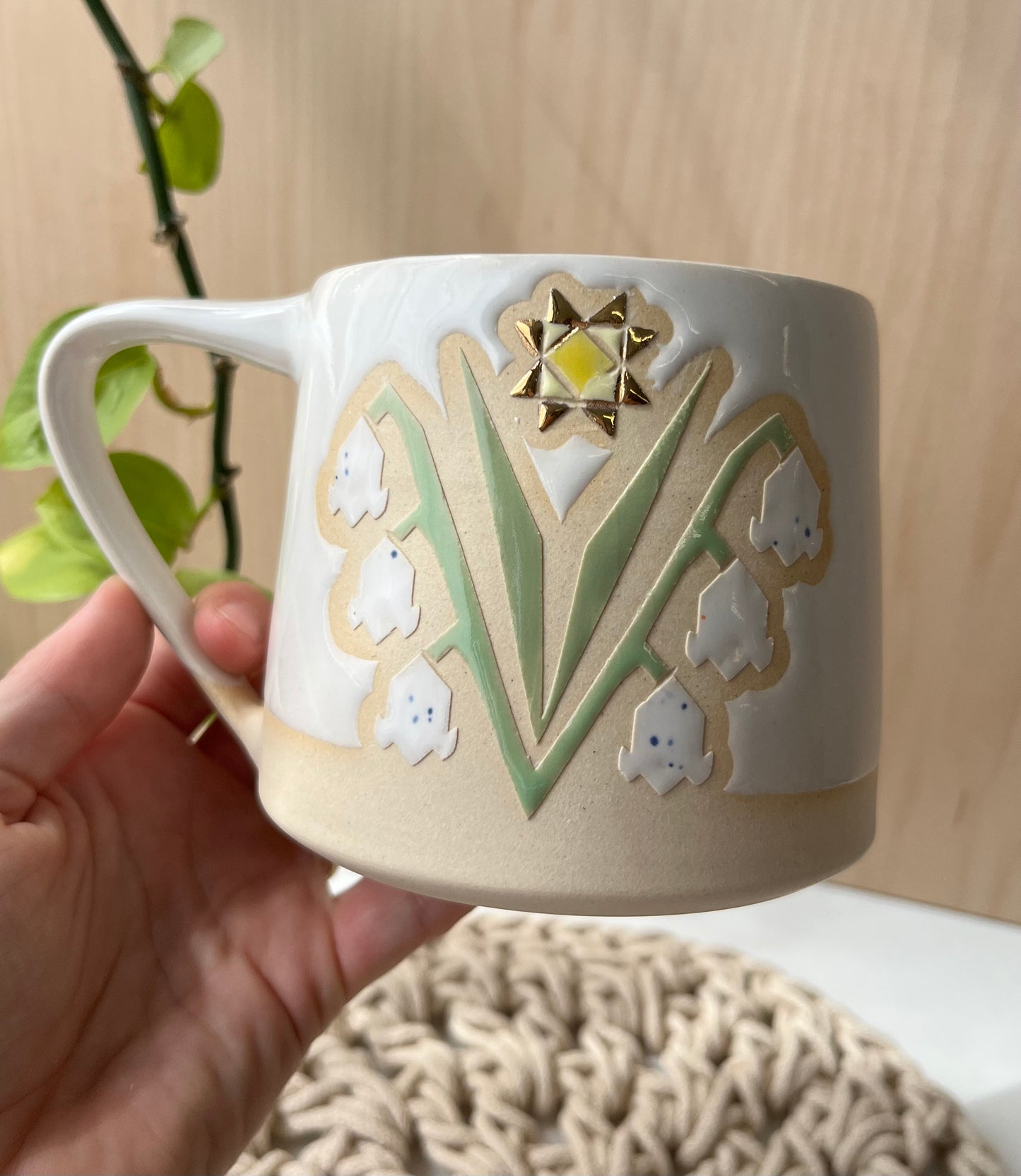 Tall Quilt Flower Mug