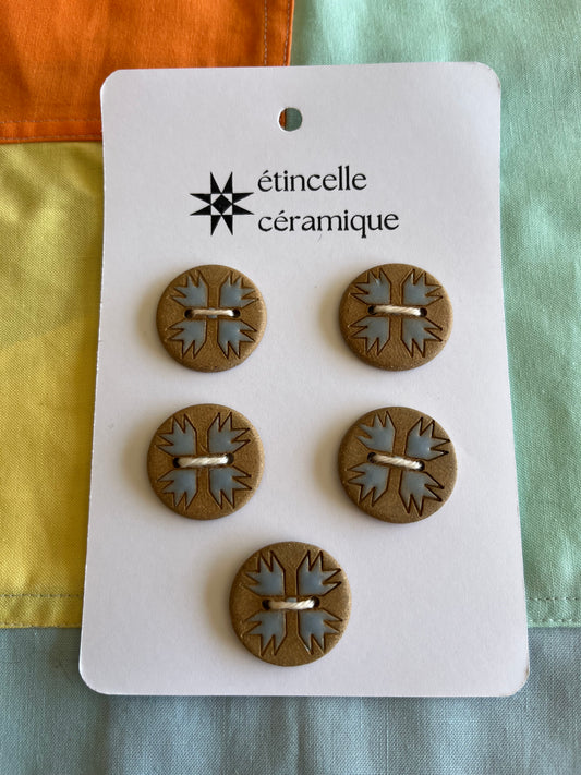 5 quilted buttons - 2.8cm