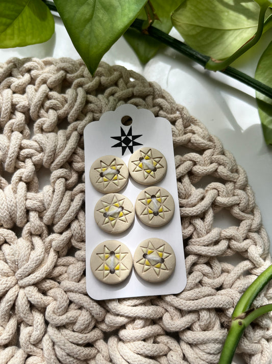 6 quilted buttons - 1.8cm