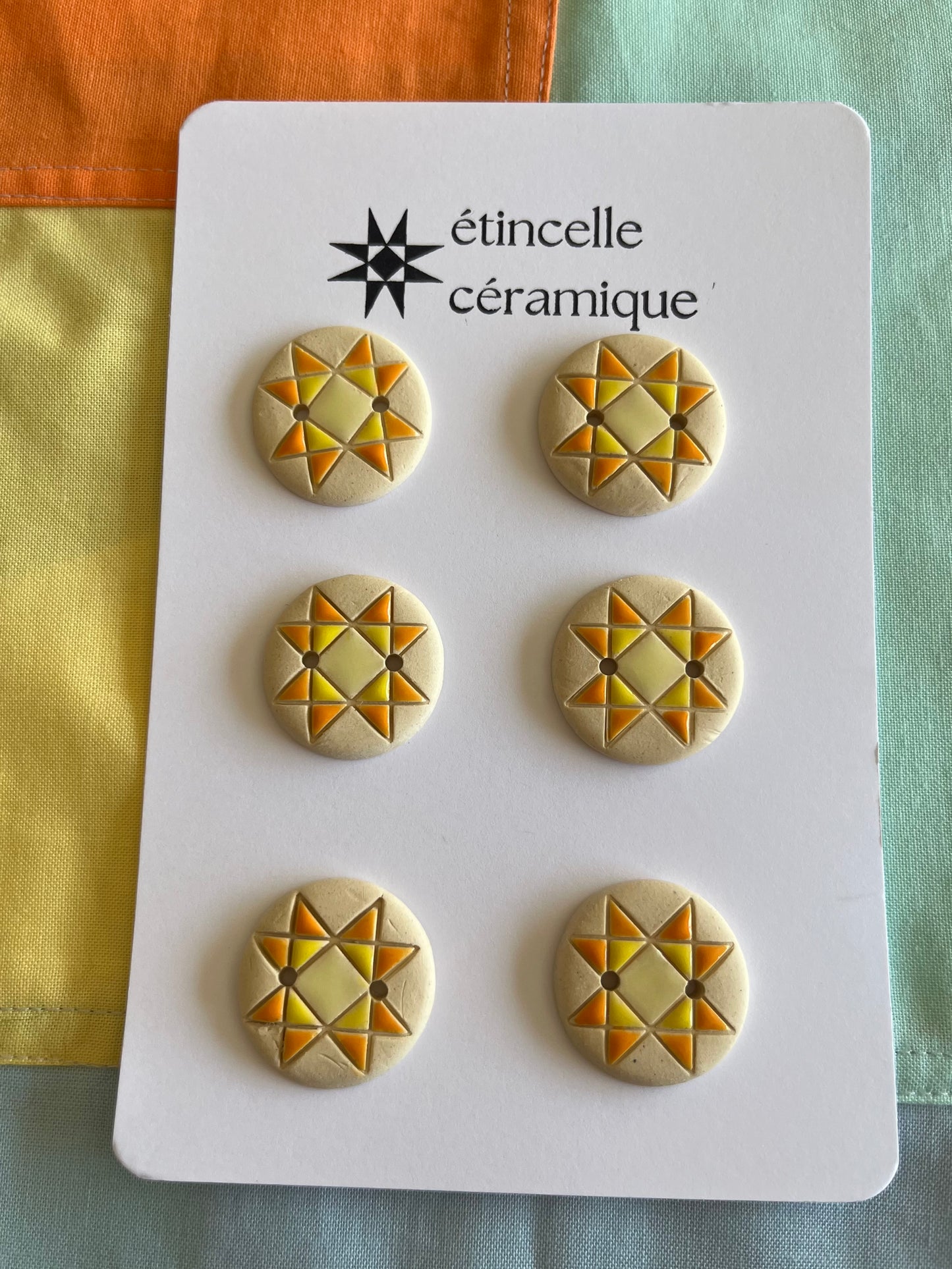 6 quilted buttons - 2.6cm