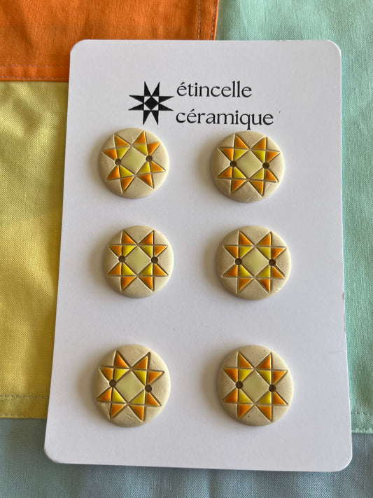 6 quilted buttons - 2.6cm