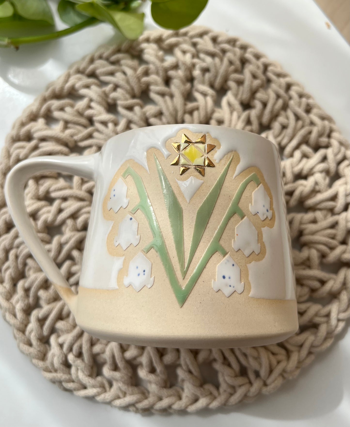 Tall Quilt Flower Mug